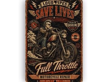 Motorcycle Sign - Biker Sign - Garage Sign - When In Doubt Throttle It Out