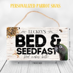 Green Cheek Conure Personalized Sign | Bed and Seedfast Sign | Green Cheek Conure Owner Gift