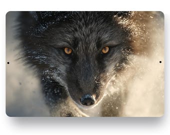 Brown Arctic Fox Metal Print Sign, Fox Wildlife Wall Art, Rustic Cabin Lodge Decor, Arctic Animal Aluminum Sign