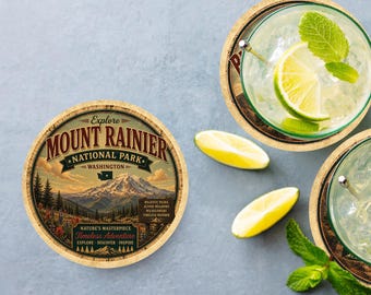 Mount Rainier National Park Ceramic Coaster – 4" Round