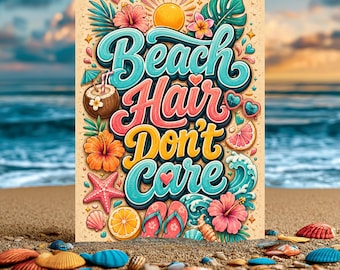Beach Hair Don't Care Sign, Beach Vibes Wall Decor, Tropical Coastal Decor, Summer Beach Sign, Aluminum Beach Sign, Tiki Bar, Poolside Decor