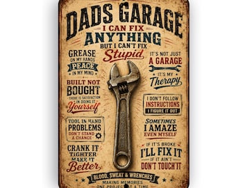 Vintage Dad's Garage Metal Sign - Distressed Retro Workshop Wall Decor - Father's Day Gift, Husband, Grandpa - Durable Aluminum Sign
