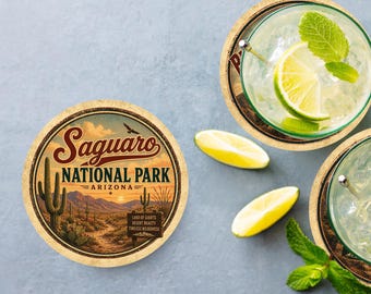 Saguaro National Park Ceramic Coaster – 4" Round
