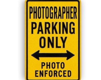 Parkeerbord fotograaf – grappige nieuwigheid aluminium garagedecor