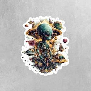 Alien Sticker | Cute Alien Design Vinyl Decal for Laptop, Water Bottle & Personalization | Space Aesthetic Gift