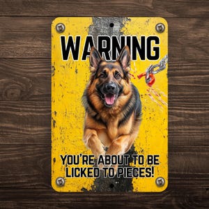 German Shepherd Warning Sign | Funny Dog Warning Sign | German Shepherd Sign