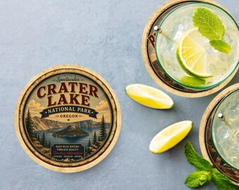 Crater Lake National Park Ceramic Coaster – 4" Round