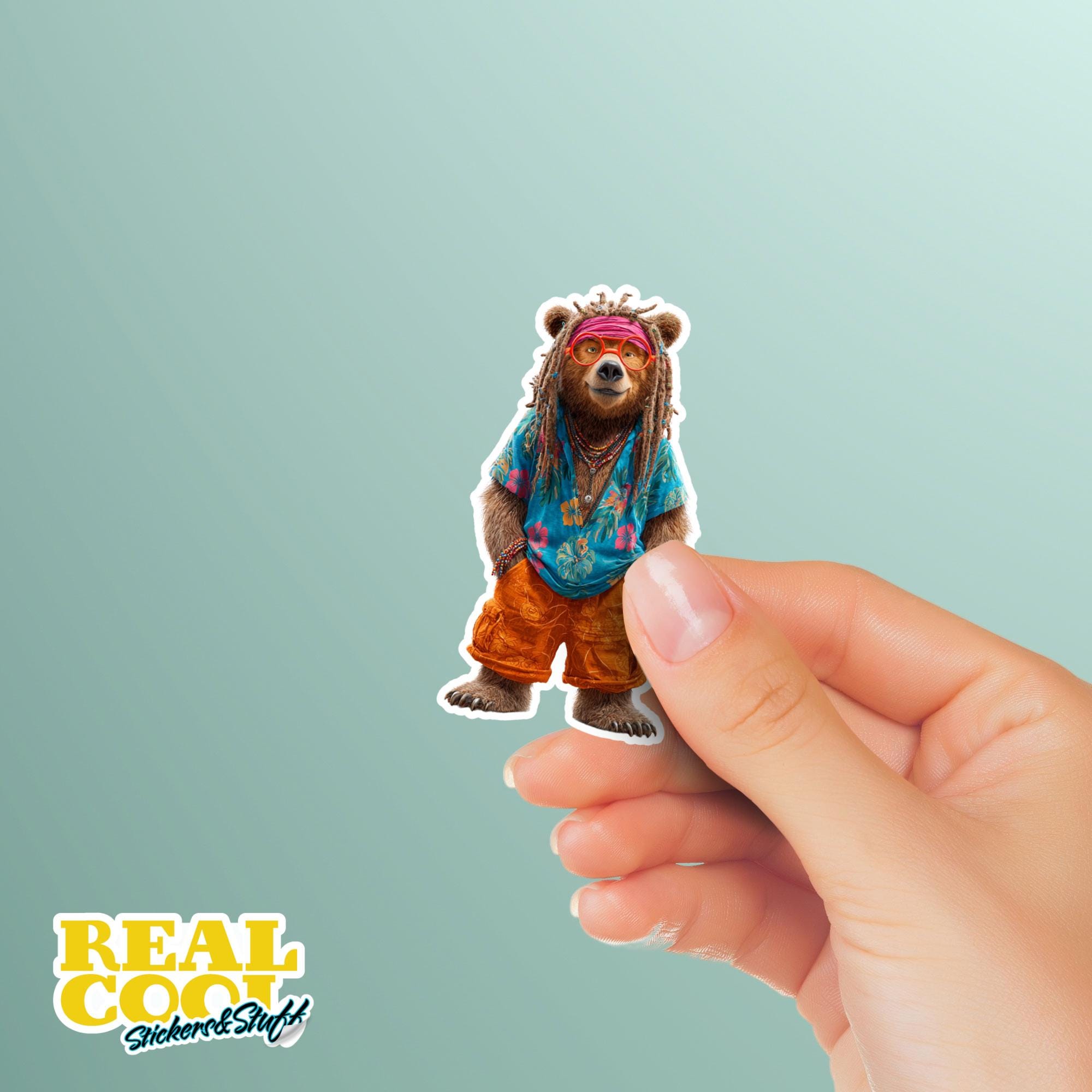 Dreadlocks Grizzly Bear Sticker: Funny Chillin' Creatures Vinyl Decal ...