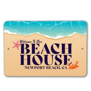 Custom Name Beach House Sign | Aluminum Beach House Signs | Welcome To Our Beach House Sign