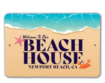 Custom Name Beach House Sign | Aluminum Beach House Signs | Welcome To Our Beach House Sign