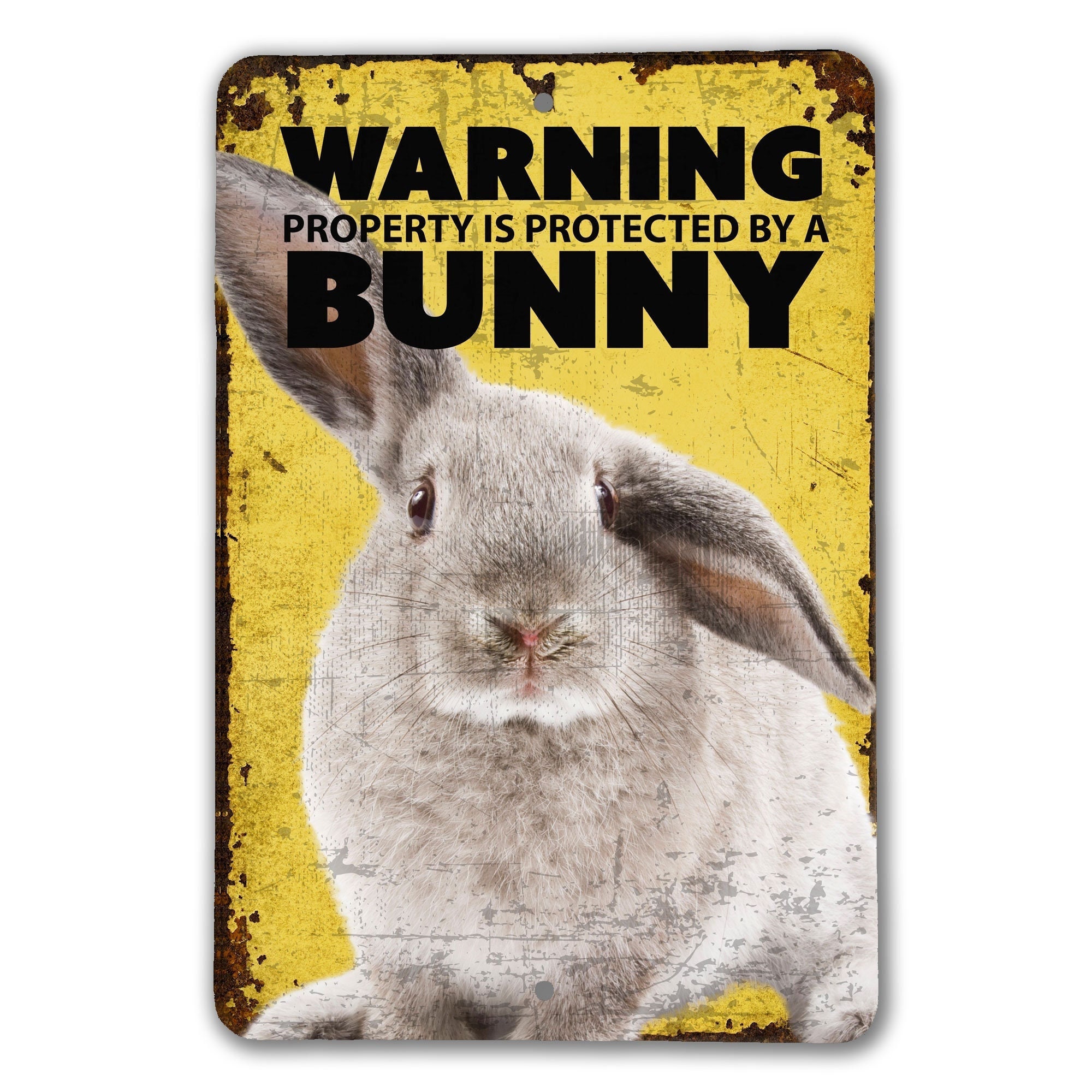 Achtung Kaninchen Warnschild – 20x14 Cm, Metall, Lustiger Spruch, Wetterfest