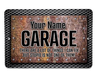 Letrero de garaje con nombre personalizado / Letreros de garaje de aluminio / Letrero de garaje con su nombre
