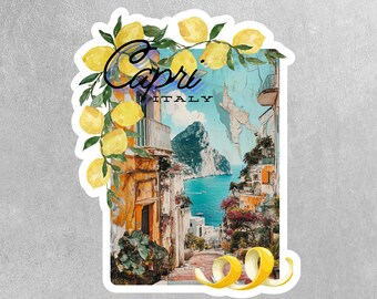 Squiddy Capri Italy Vintage Travel Sticker - 4" Vinyl Decal For Laptop, Water Bottle & Phone