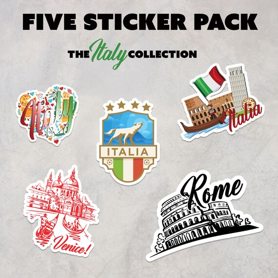 Italy Stickers 5 Pack Italy Sticker Italia Stickers - Etsy