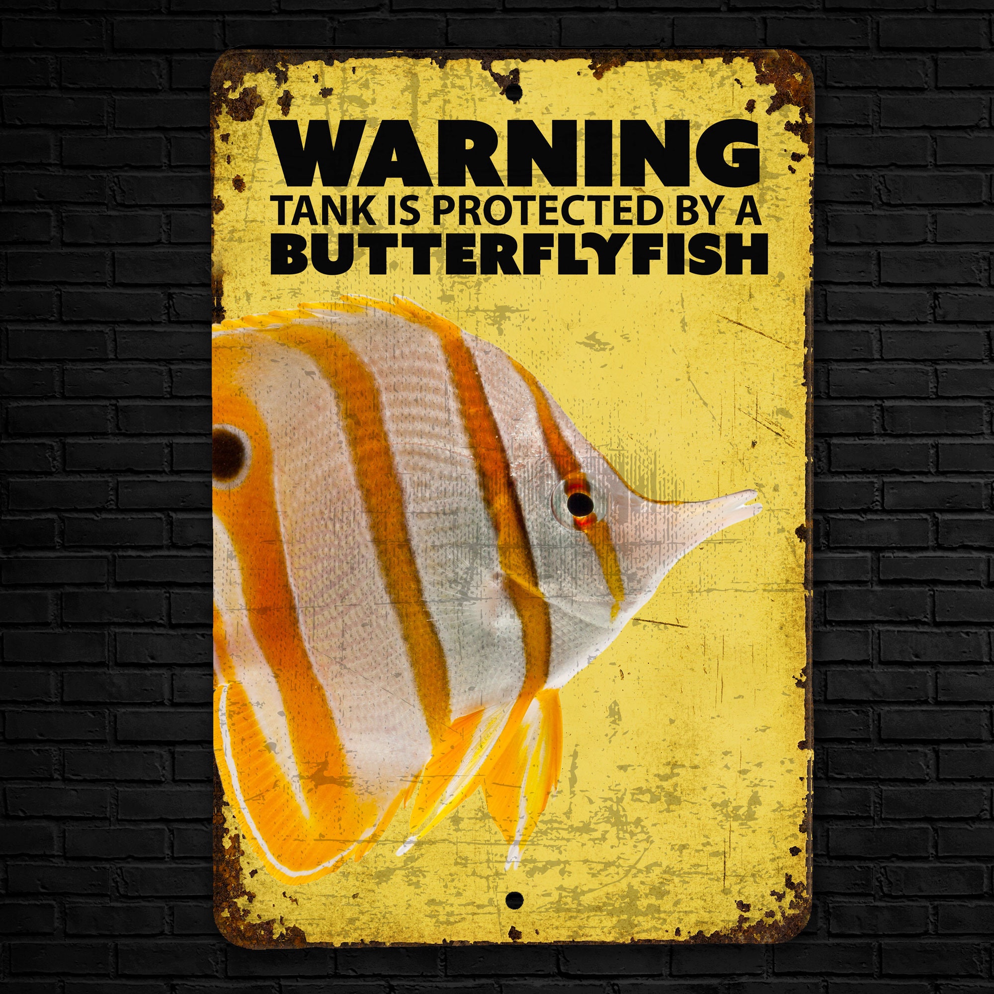 Warning Butterflyfish Sign | Butterflyfish Warning Sign | Aquarium Sign ...