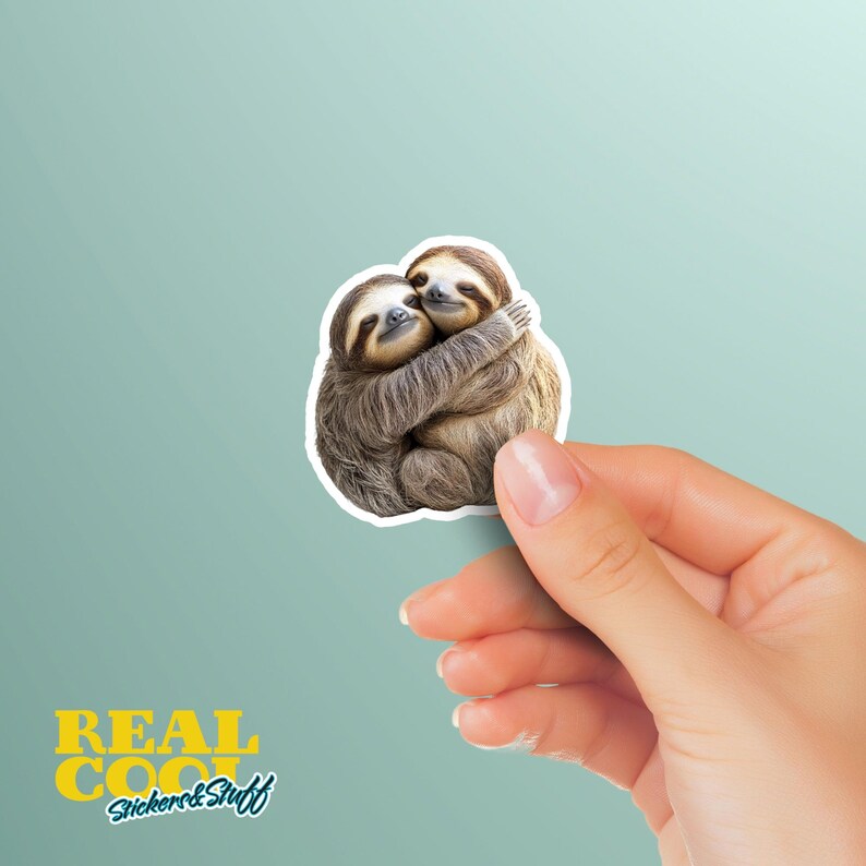 Hugging Sloths Sticker | Cute Sloth Decal for Laptop, Water Bottle ...