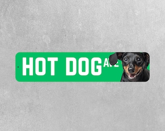 Straatnaambord teckel |  Bord Teckel Avenue | Hotdogbord