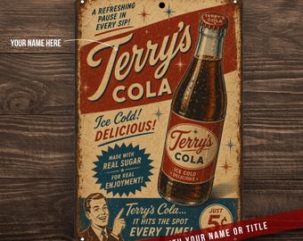 Personalized Cola Sign - Man Cave Sign - Custom Soda Sign