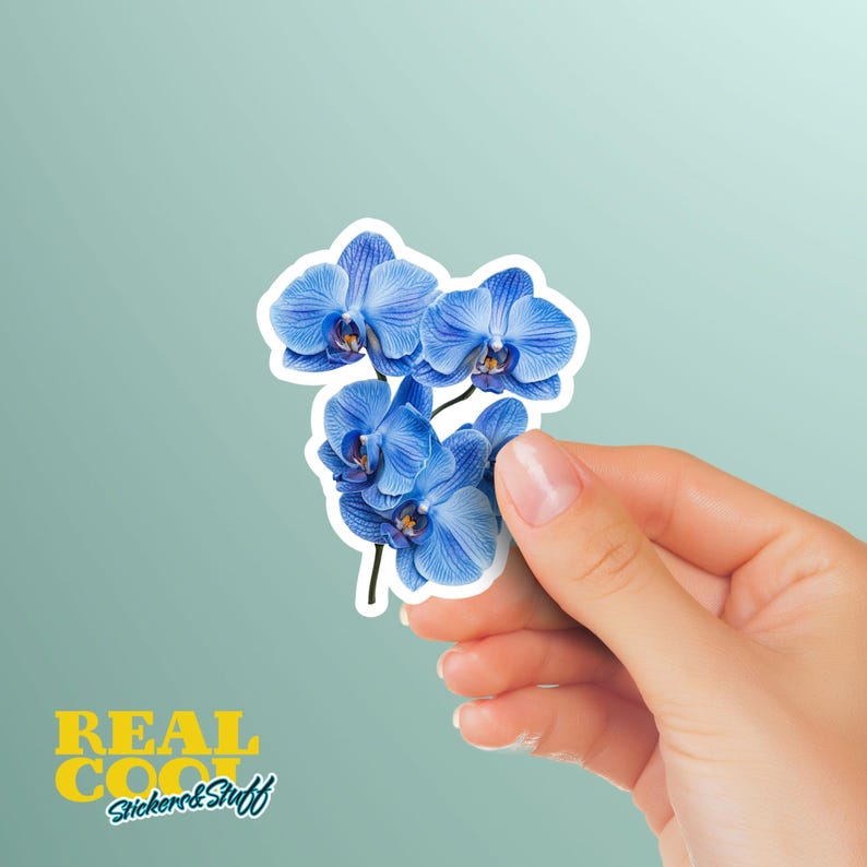 Orchid Sticker Orchid Flower Sticker | Blue Orchid Decal for Laptops, Water Bottles ...