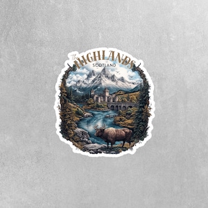 Scotland Travel Sticker | The Highlands Vinyl Sticker | Scottish Highlands Decal