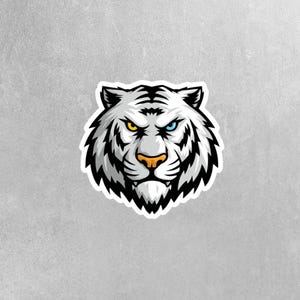 White Tiger Head Sticker - White Tiger Decal - Cartoon White Tiger Sticker