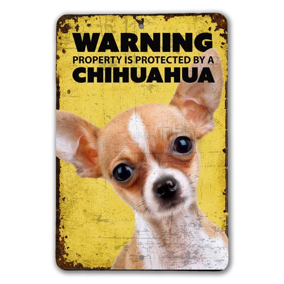 Funny Chihuahua Warning Sign12 x 8 inch Funny Chihuahua Warning Sign12 x 8 inch