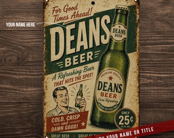 Personalized Beer Sign - Man Cave Sign - Custom Bar Sign