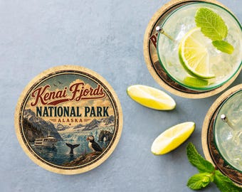 Kenai Fjords National Park Ceramic Coaster – 4" Round