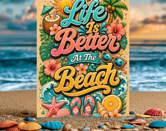 Life Is Better At The Beach Sign, Beach Vibes Wall Decor, Tropical Coastal Decor, Summer Beach Sign, Aluminum Beach Sign, Tiki Bar