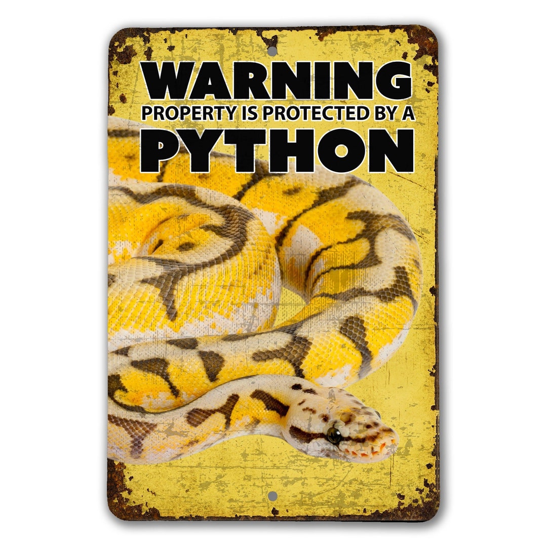 Warning Python Snake Sign | Python Snake Warning Sign | Python Sign - Etsy