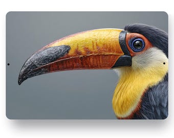 Toucan Metal Print Sign, Tropical Bird Wall Art, Rainforest Wildlife Decor, Rustic Cabin Lodge Decor, Toucan Aluminum Sign