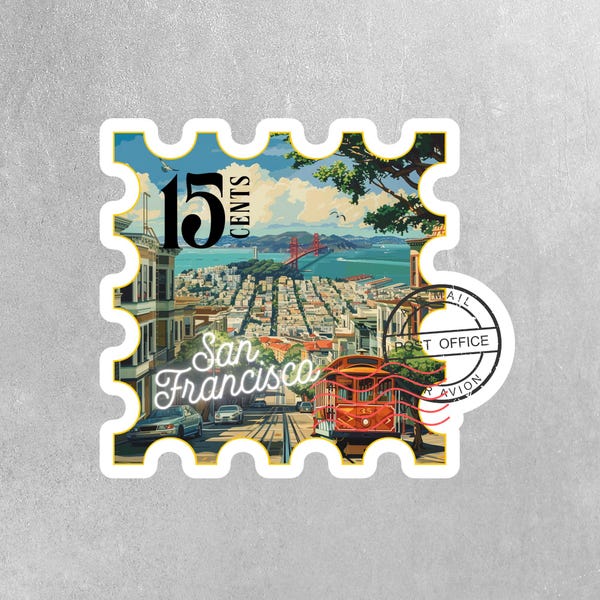 San Francisco Sticker - Vintage San Francisco Sticker - San Francisco Vintage Postage Stamp Sticker