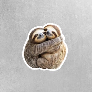 Hugging Sloths Sticker | Cute Sloth Decal for Laptop, Water Bottle, & Planner - Adorable Sloth Gift for Any Occasion