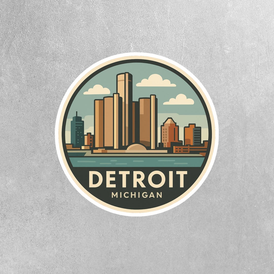 Detroit Native Sticker Detroit Michigan Sticker | Detroit Travel Decal | Detroit Illustration ...
