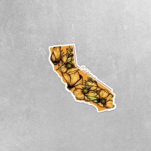 California Sticker - Poppy Flower Sticker - California State Flower Sticker