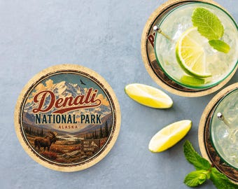 Denali National Park Ceramic Coaster – 4" Round