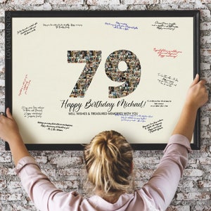 Libro de visitas de decoraciones de cumpleaños 79, regalo de cumpleaños 79 para mamá papá abuela abuelo, cartel de cumpleaños 79 hombres mujeres, invitación de cumpleaños 79