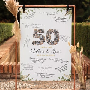 Libro de visitas alternativo, Decoraciones del 50 aniversario, Aniversario de bodas de oro, Signo de bienvenida del 50 aniversario, Imprimible 50 años de amor