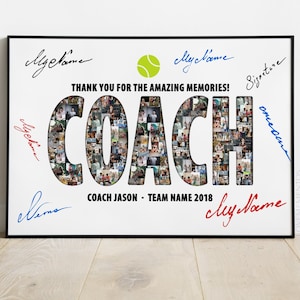 Tennis Coach Gift, Personalized Tennis Gift for Coach from Team Players, Tennis Players Gift, Girls Tennis Gift for Trainer, Tennis Collage