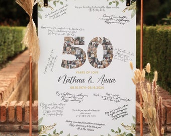 Alternative Guest Book, 50th Anniversary Decorations, Golden Wedding Anniversary, 50th Anniversary Welcome Sign, Printable 50 years of love