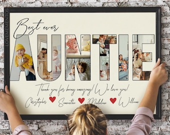 Auntie Gifts from Nephew Nice, Auntie Gifts from Baby, Custom Auntie Birthday Gifts, Auntie Photo Collage, Mother's Day Gift for Auntie