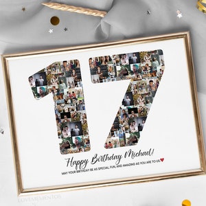 Cadeau 17e anniversaire garçon fille, carte imprimable 17e anniversaire, invitation 17e anniversaire, 17e anniversaire affiche SVG chemise photo garçon fille
