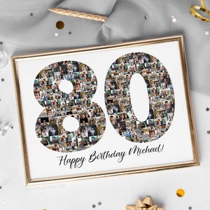80. Geburtstag Foto Collage Geschenk, 80 Jahre alt Geschenk für Oma Opa, 80. Geburtstag Geschenk für Mama Papa Karte svg Party Schild Einladung Dekore