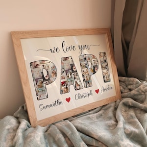 Papi Gift, Papi Photo Collage, Gift for Papi from Daughter Son Baby Kids, Birthday Gift for Papi, Fathers Day Gift, Valentines Gift for Papi