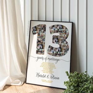 13 anos de casamento, cartão de presente de 13º aniversário para marido e mulher, presente de 13º aniversário de casamento para ele e ela, contagem regressiva de imagem svg de 13 anos