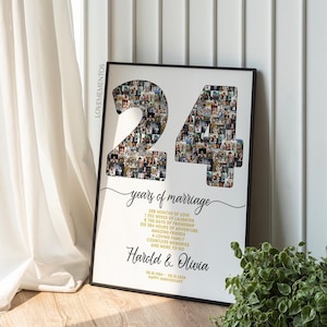 24 jaar huwelijk, 24e verjaardag kaartcadeau voor man vrouw, 24e huwelijksverjaardag cadeau voor hem haar, 24 jaar svg-afbeelding aftellen