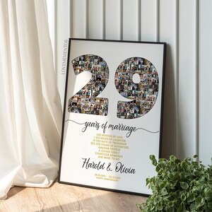 Kaart 29e verjaardag cadeau voor man vrouw, 29e huwelijksverjaardag cadeau voor hem haar, 29 jaar huwelijk svg foto aftellen, 29 jaar