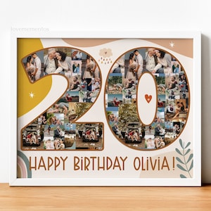 Regalo di compleanno per 20 anni per ragazza, lei, donna, regalo di 20 anni per lui, ragazzo, 20 anni, figlia, sorella, migliore amica, decorazione, collage personalizzato
