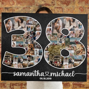 38e verjaardagscadeau voor man en vrouw, 38 jaar huwelijkscadeau voor hem, haar ouders, paren, 38 jaar getrouwd, gepersonaliseerde collage