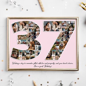 37. Geburtstag Geschenk für Sie und Ihn, 37 Jahre altes Geschenk für Männer Frauen, 37. Geburtstag Party Dekoration Einladungskarte, personalisierte Collage